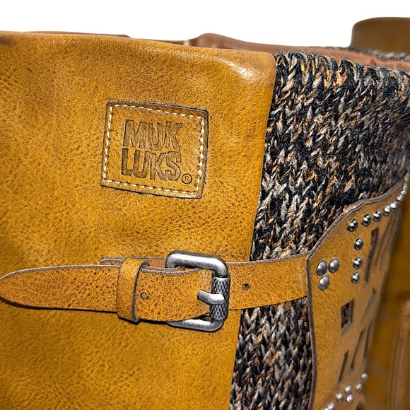 Muk Luks Tall Brown Knit Buckle Boots Boho Indie Cozy Fall Festival Size 10 - Picture 7 of 14